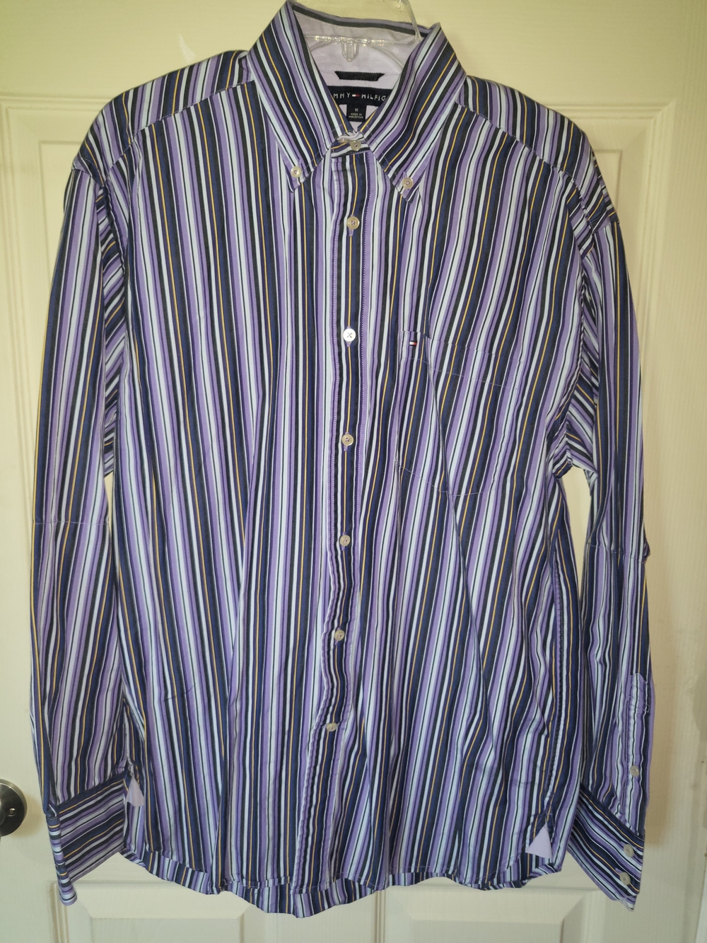 Tommy Hilfiger Men’s Cool Colors Stripe Button-Down Shirt, Medium